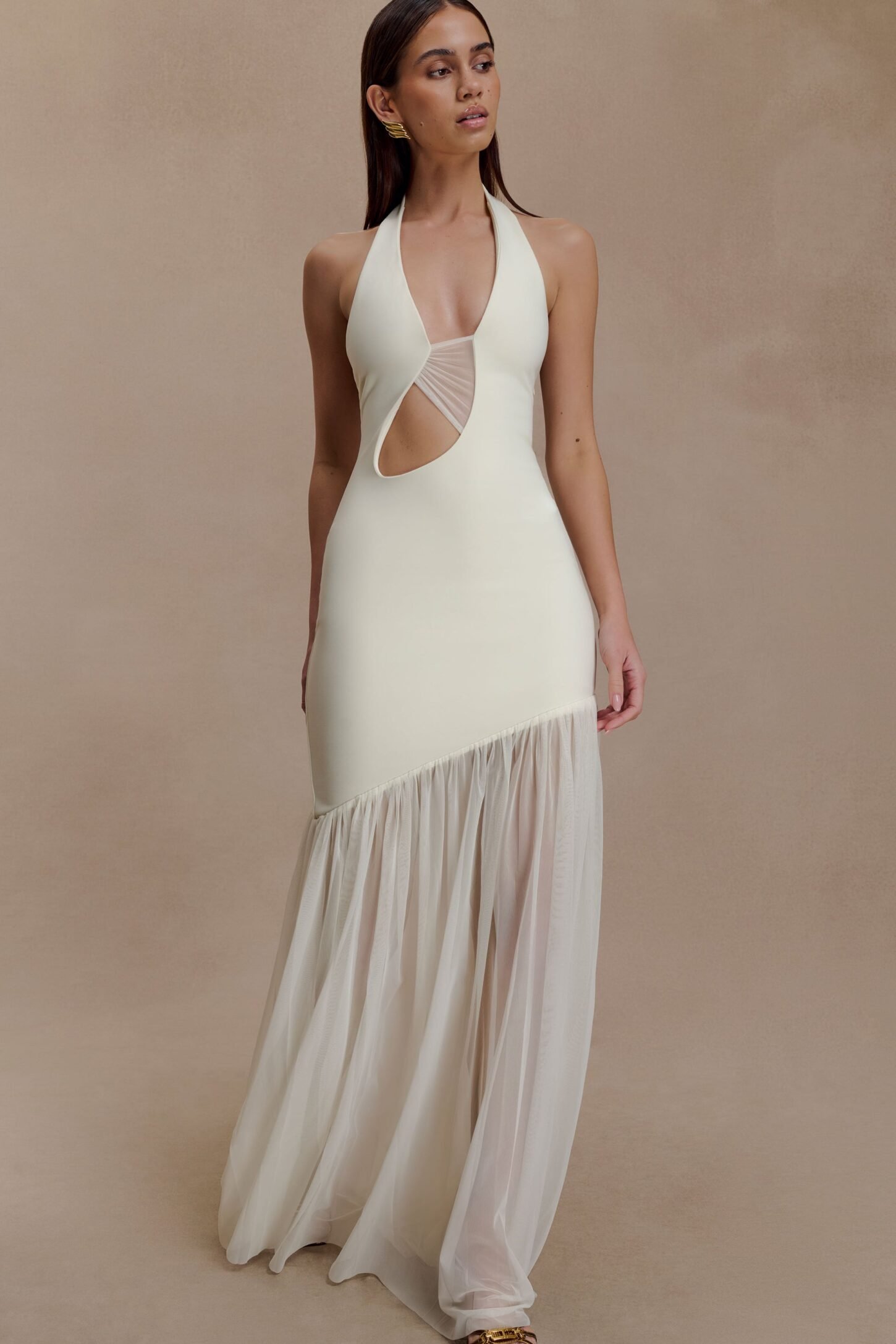Aubree crepe Maxi dress ( Ivory )