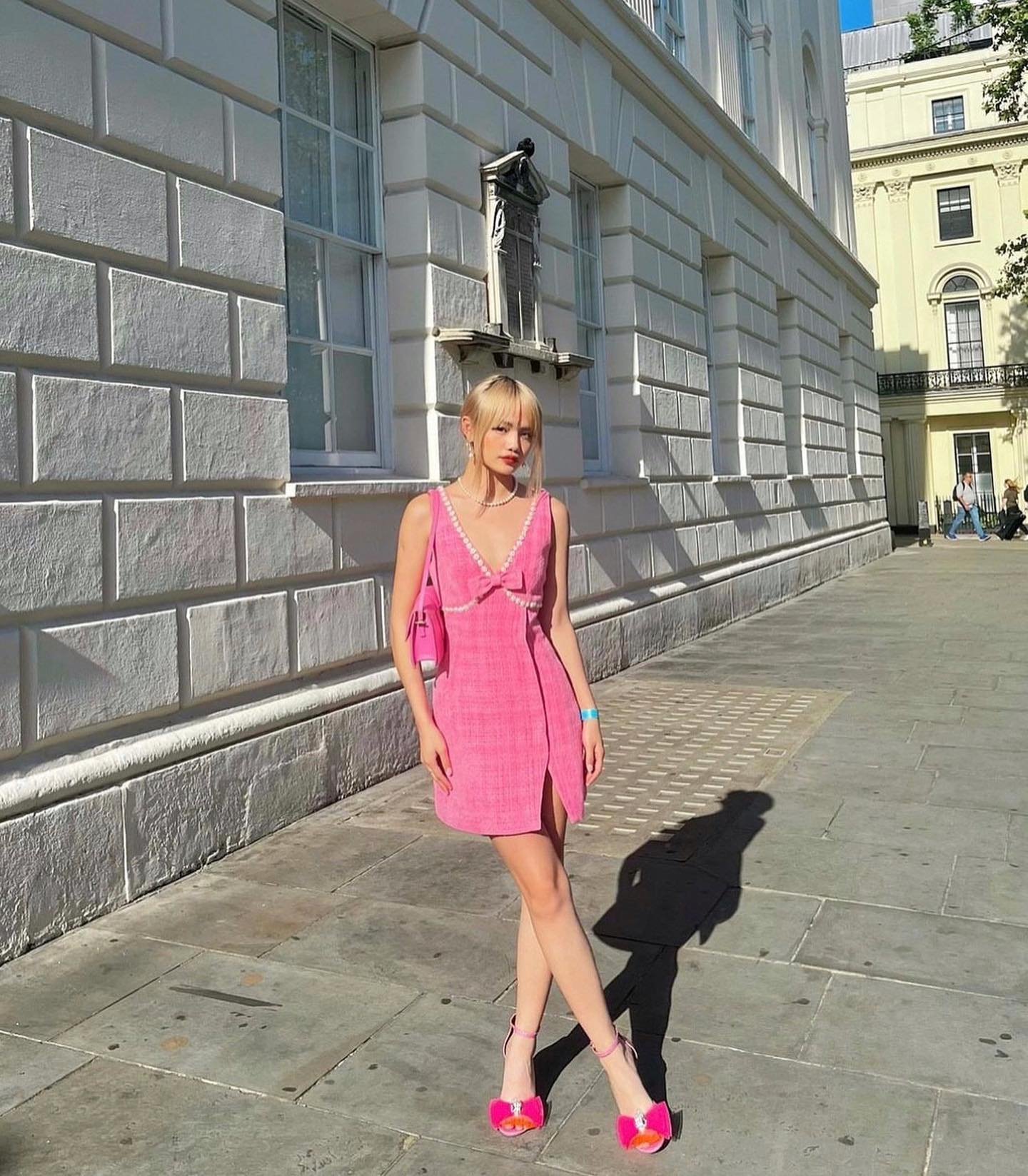 Pink Boucle V-Neck