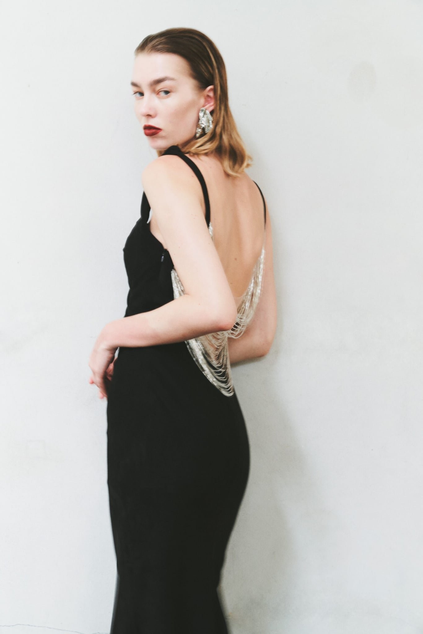 Light suede gown with our signature fringe