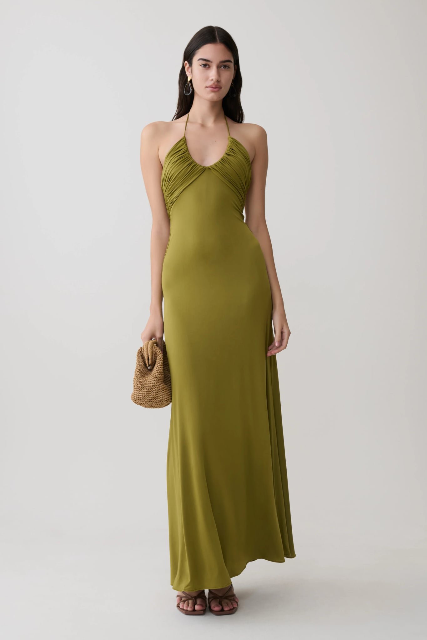 Maely Gathered Slinky Maxi Dress