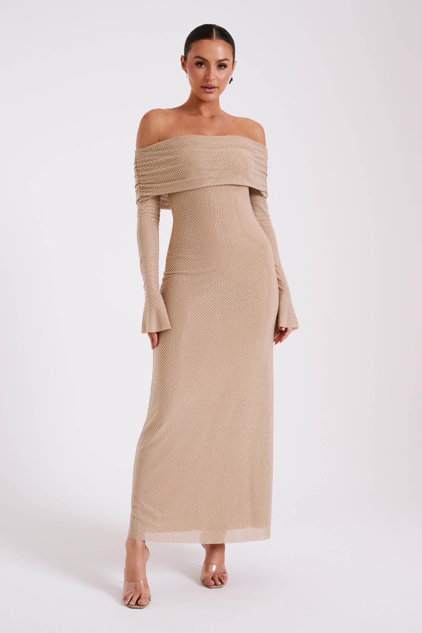 Marcel Off Shoulder Diamante Maxi Dress