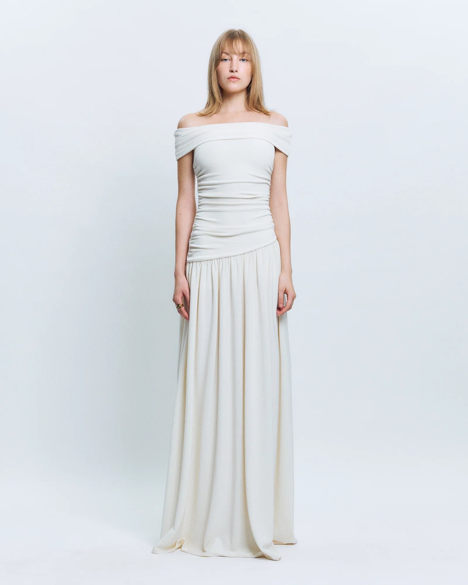 Off-Shoulder Ruched Maxi Dress