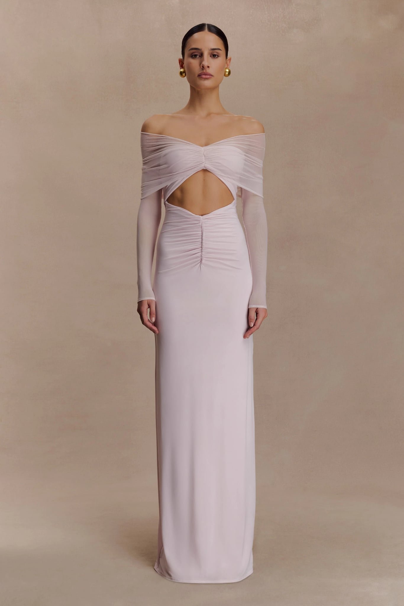 Rafaella Slinky and Mesh Maxi Dress (Pale Pink)