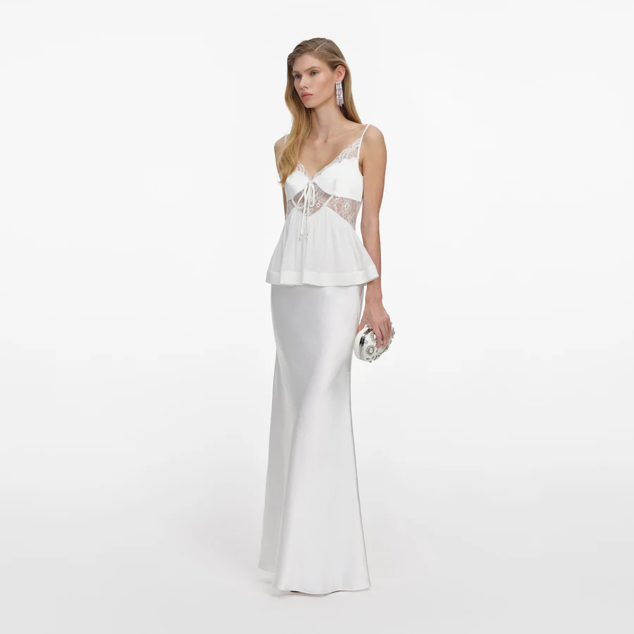 White Georgette Satin
