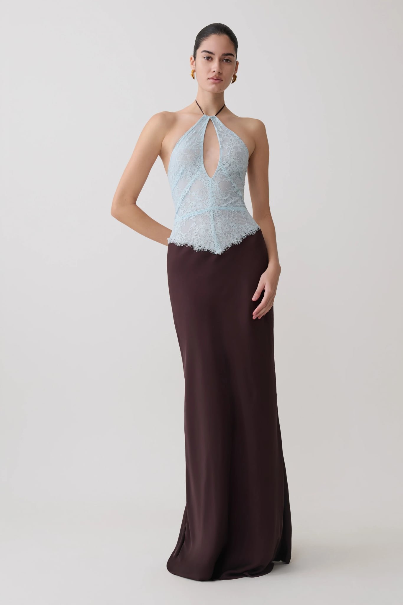 Sascha Lace And Satin Halter Maxi Dress