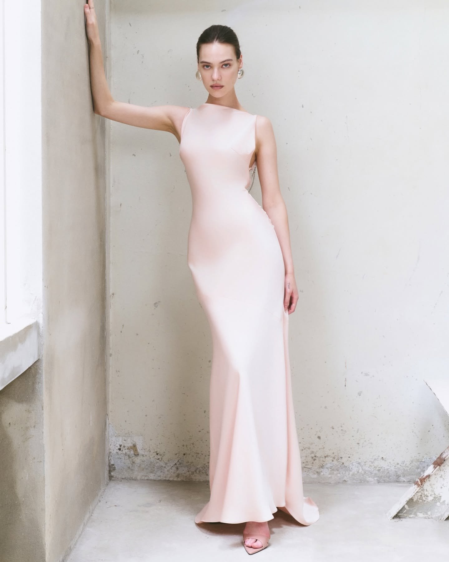 Bias cut Italian silk gown with diamond touch details