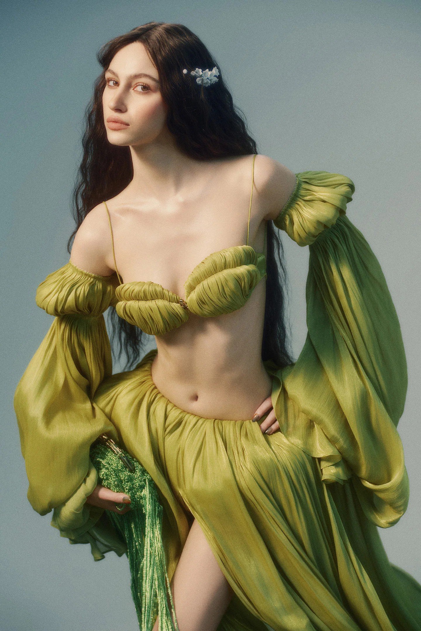 Verna Set – Lime Crinkle Satin Spring Luxe Dress